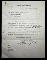 Autograph letter by Howard W. Bysingland (American Consul in Naples) to Robert Underwood Johnson