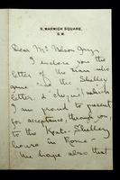 Autograph letter by Joan Ruskin Severn to Harry Nelson Gay