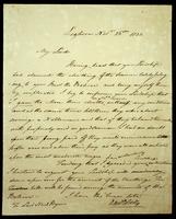 Autograph letter by Captain Daniel Roberts to Lord Byron