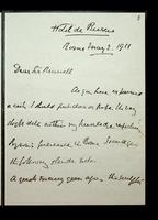 Autograph letter by W. C. Cartwright to Sir Rennell Rodd