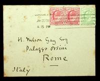 Autograph letter and envelope with stamps by Arthur Severn to Harry Nelson Gay