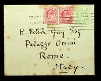Autograph letter and envelope with stamps by Arthur Severn to Harry Nelson Gay