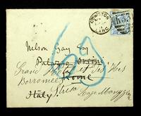 Autograph letter and envelope with stamp by Arthur Severn to Harry Nelson Gay