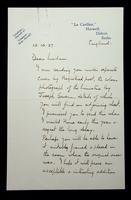 Autograph letter by Severn Storr to Lady Crewe