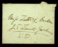 Autograph letter and envelope by Henry James to Miss Lathrop Dunham